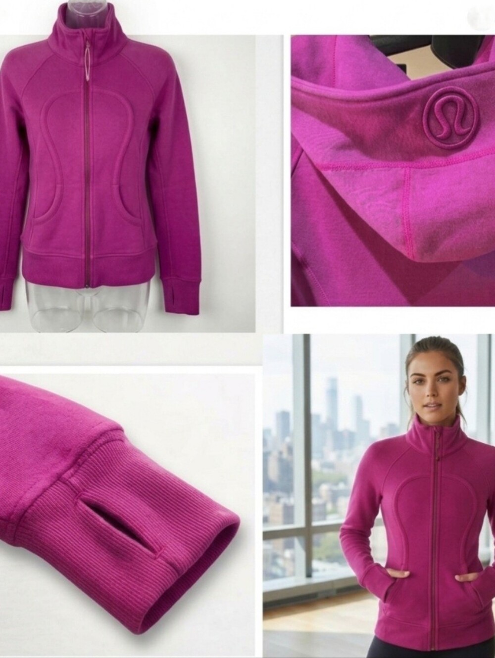 Lululemon Scuba Full Zip Hoodie Jacket Pink Magenta Size 6